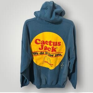 Travis Scott McDonalds Cactus Jack Puff Print Blue Hoodie Mens XXL